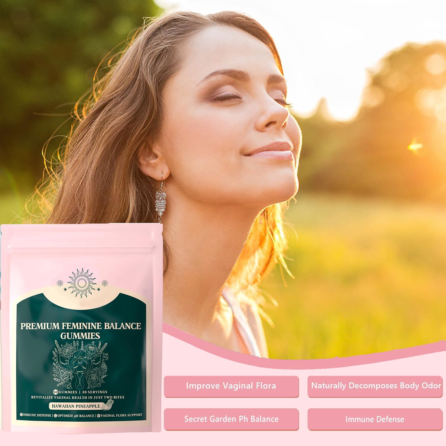Feminine Balance Gummies "Bye Odor, Hello balance Ph (Pineapple Flavor)